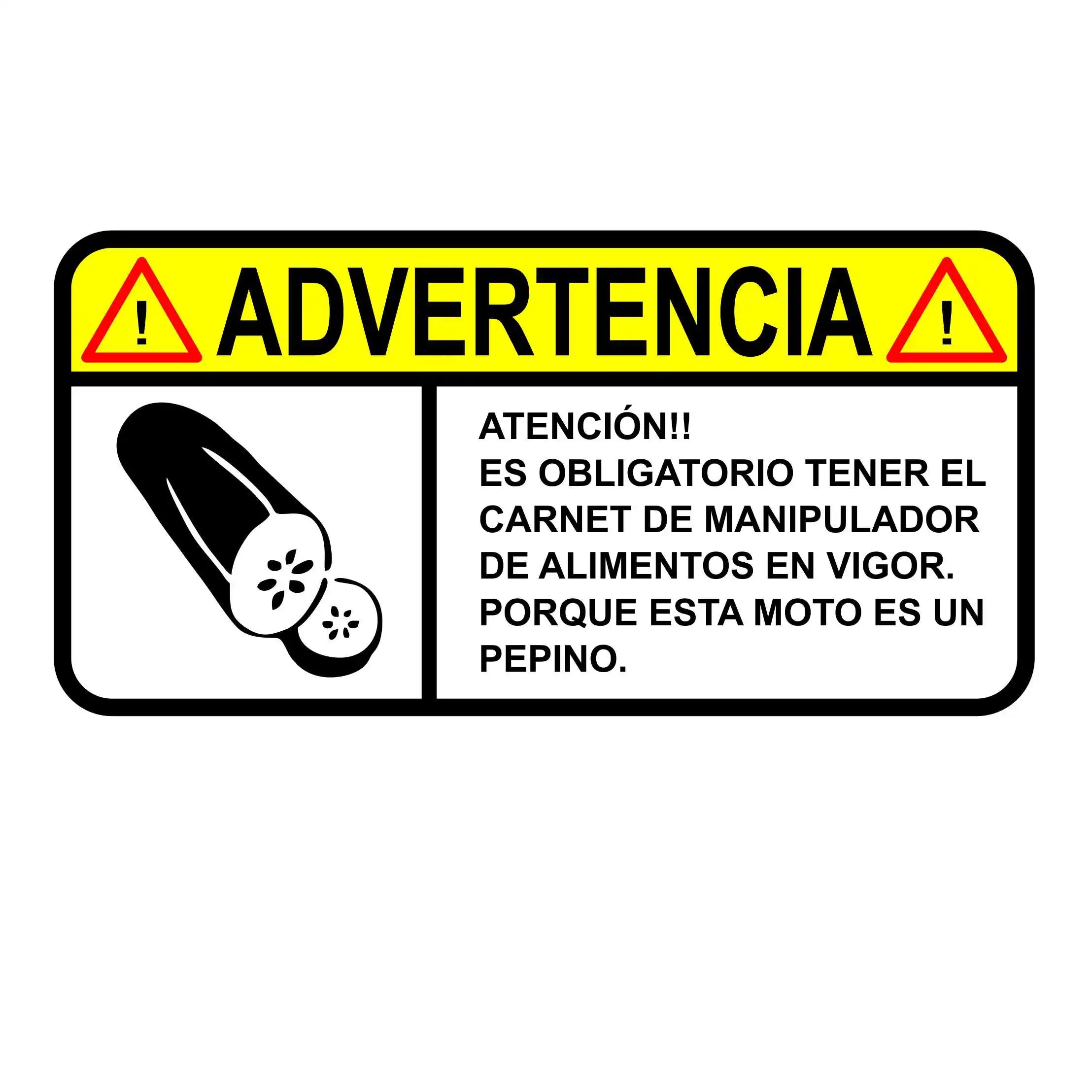 Pegatina advertencia divertida para tu moto