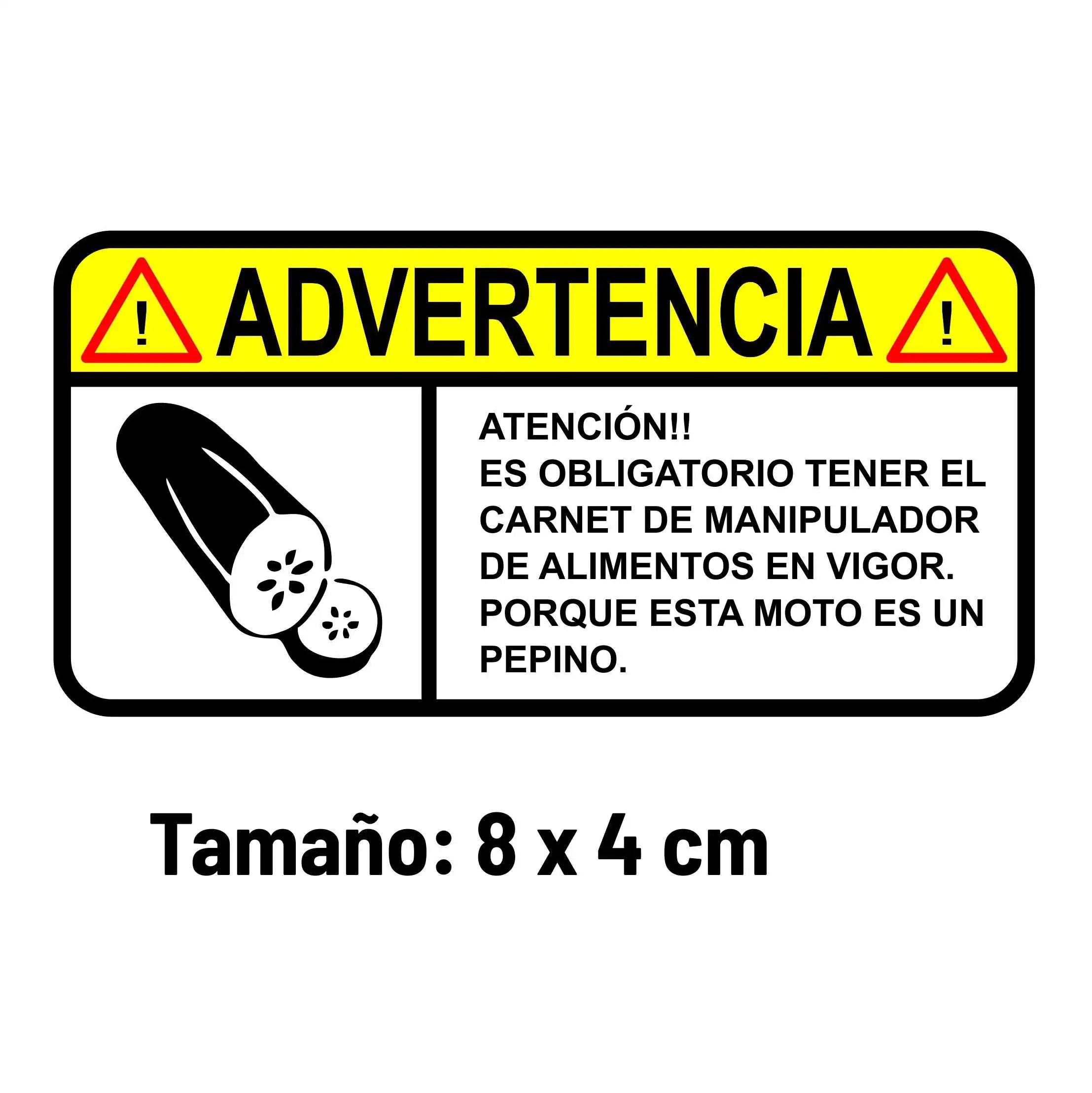 Pegatina advertencia divertida para tu moto