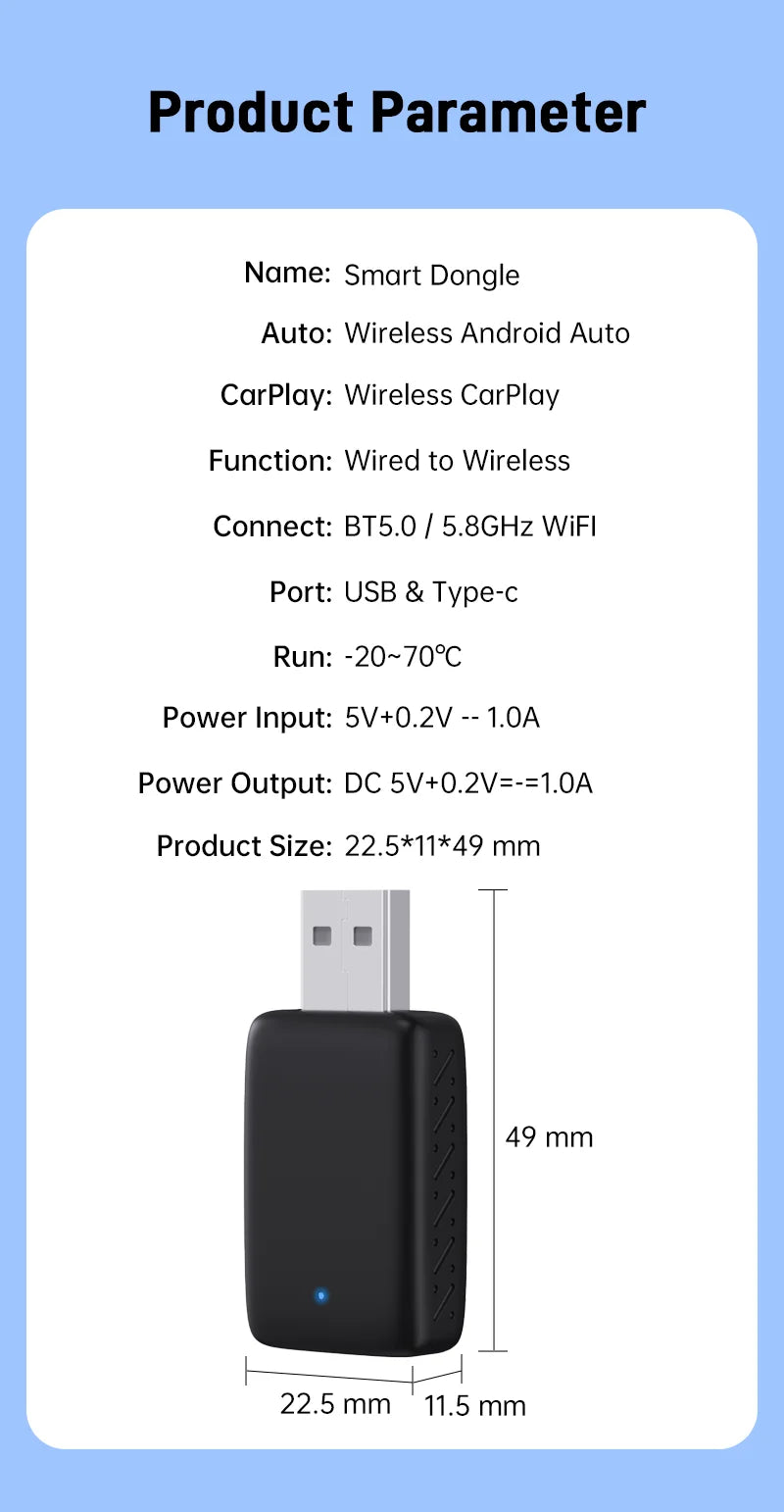 Adaptador inalámbrico CarPlay 2 en 1