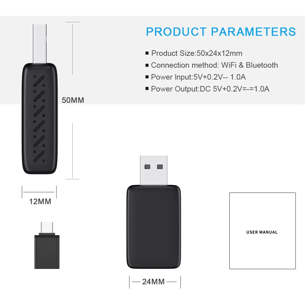 Adaptador inalámbrico CarPlay 2 en 1