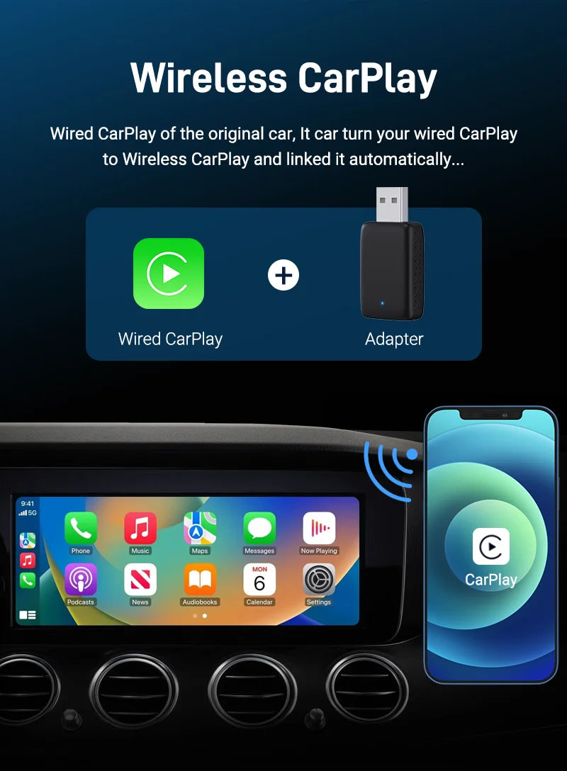 Adaptador inalámbrico CarPlay 2 en 1